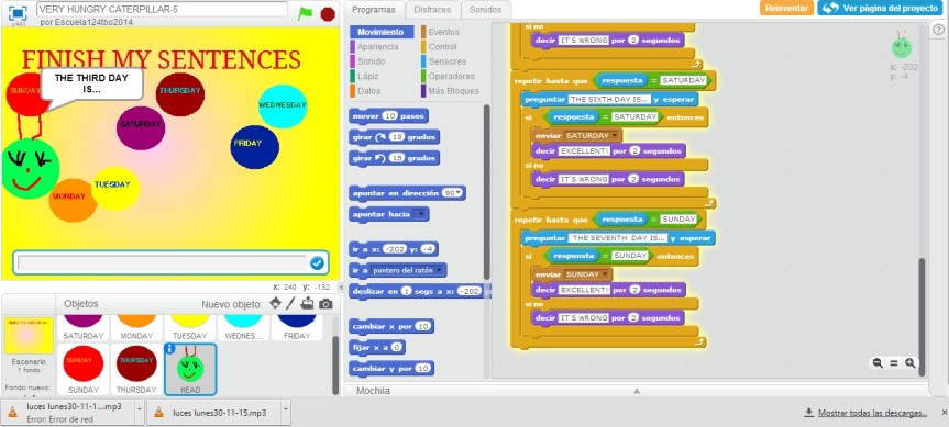 Juego para aprender días de la semana en&nbsp;Inglés
